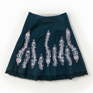 Basil & Maude Y2K Fairy Skirt Black Pink Embroidered Ruffle Beaded 8 Dainty